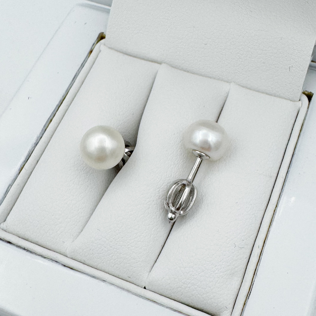 Stříbrné náušnice PERLY 7,2-7,5mm na šroubek